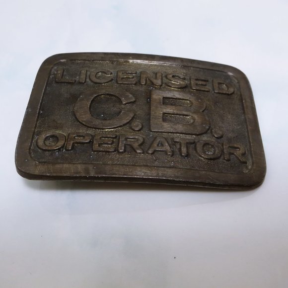 Retro Bronze "Licensed C.B. Operator" Belt Buckle - Picture 3 of 3